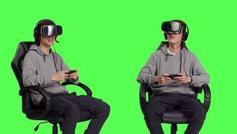 Spieler-Nutzt-VR-Brille-Und-Smartphone